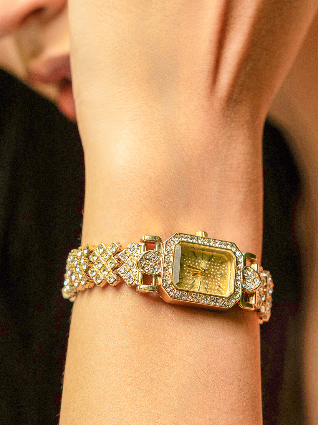 The Regal Crystal Frame Watch-Champagne Gold