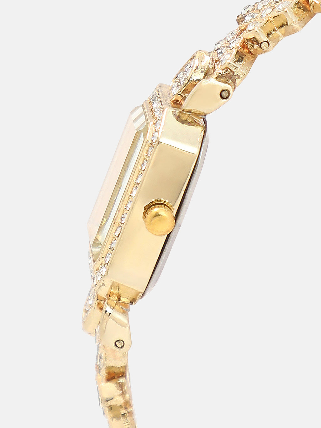 The Regal Crystal Frame Watch-Champagne Gold