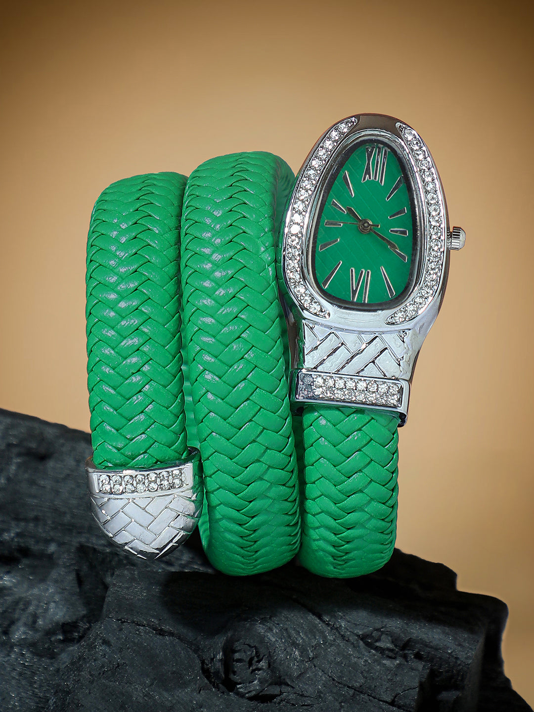 The Aurora Wrap Oval Watch -  Emerald Green
