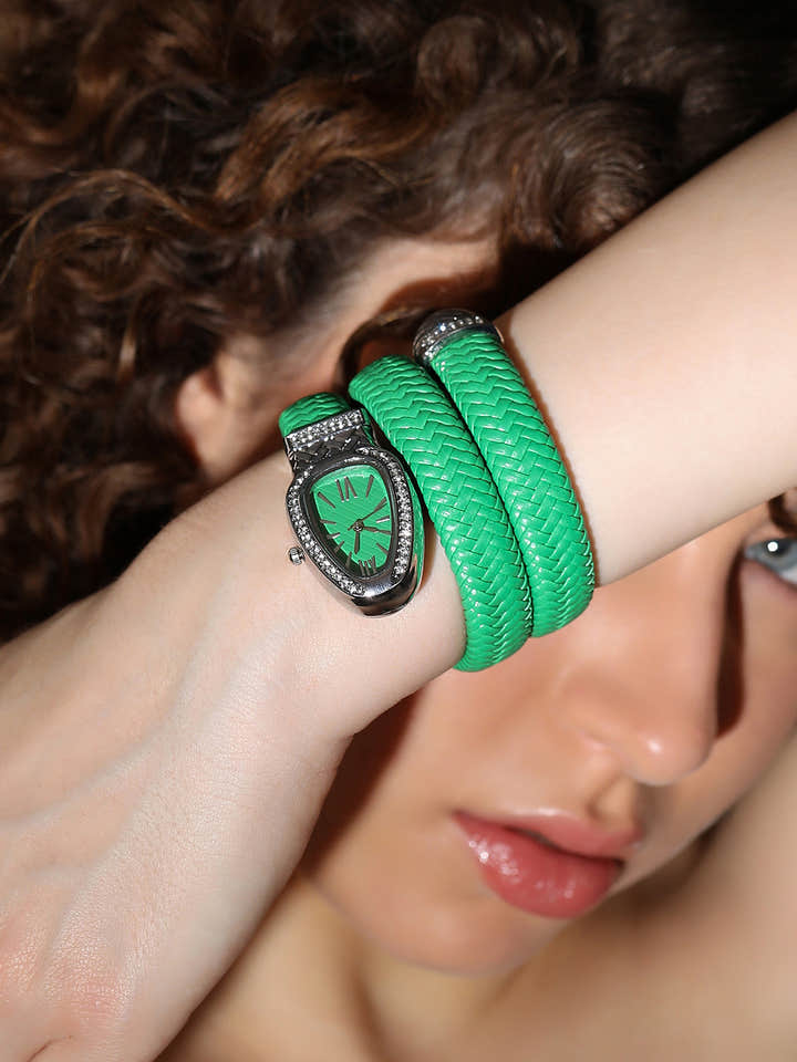 The Aurora Wrap Oval Watch -  Emerald Green