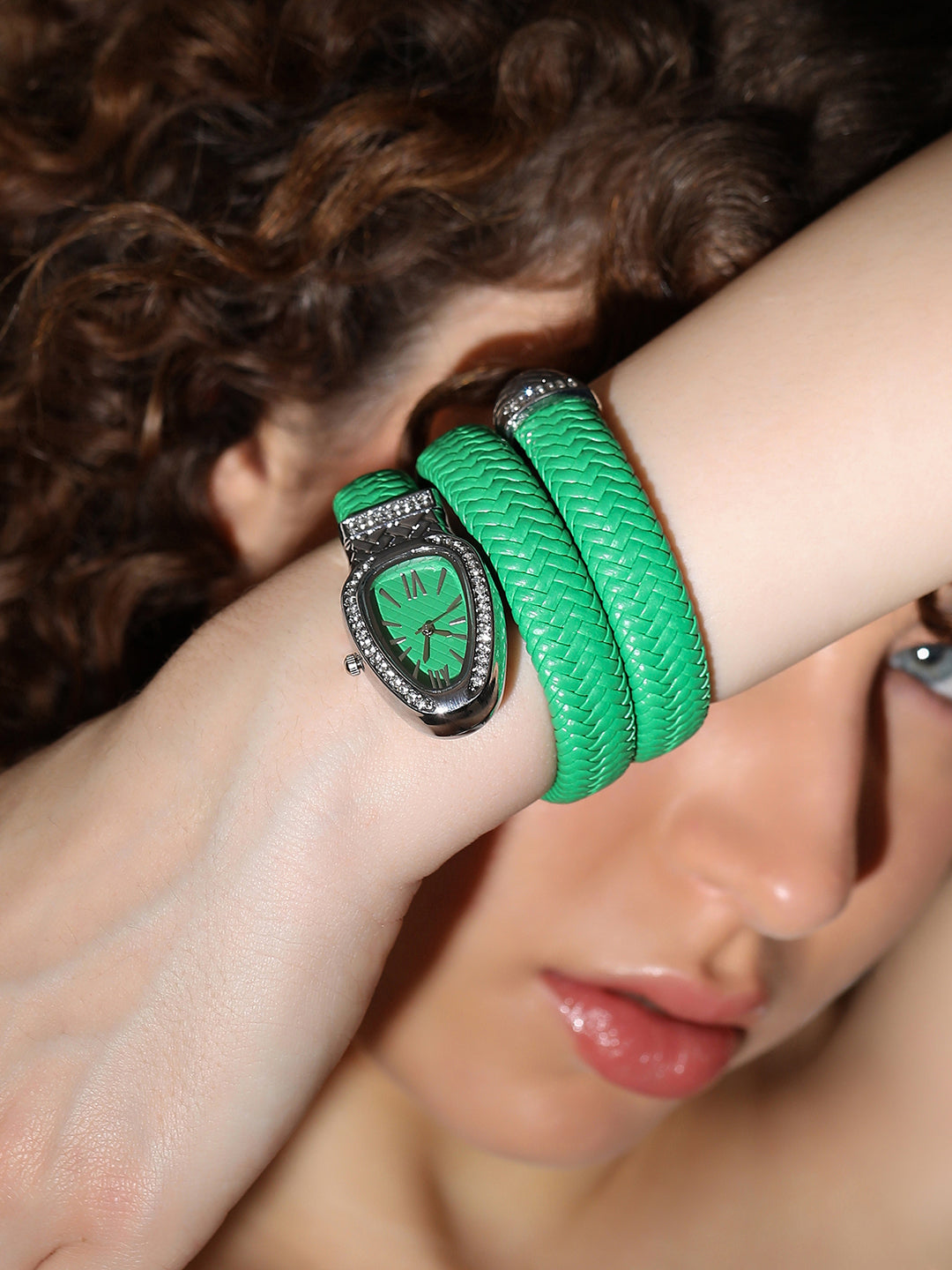 The Aurora Wrap Oval Watch -  Emerald Green