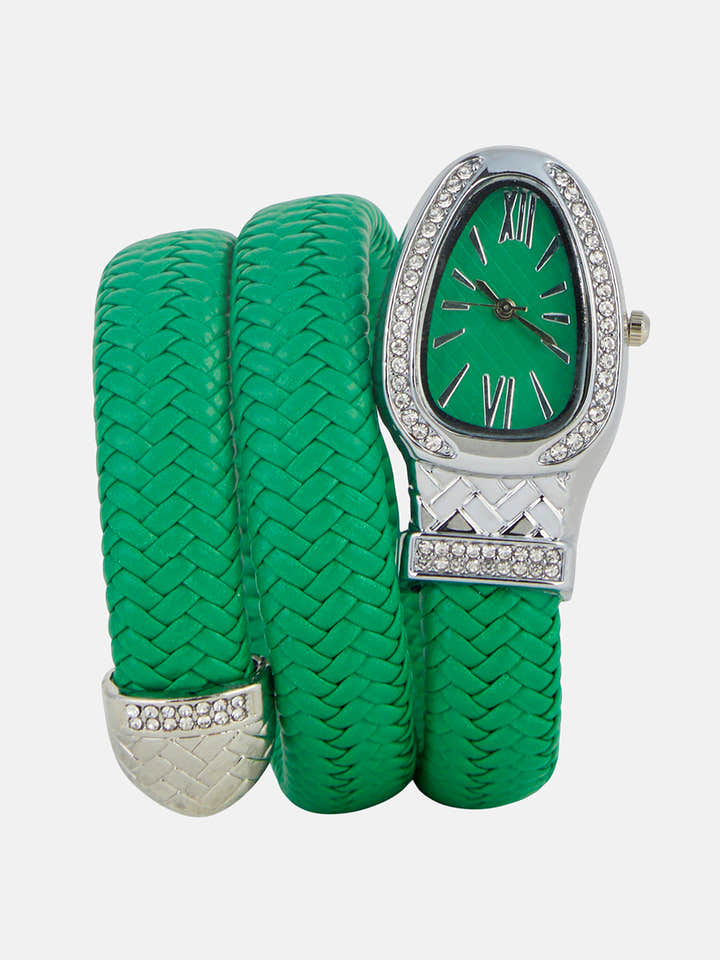 The Aurora Wrap Oval Watch -  Emerald Green