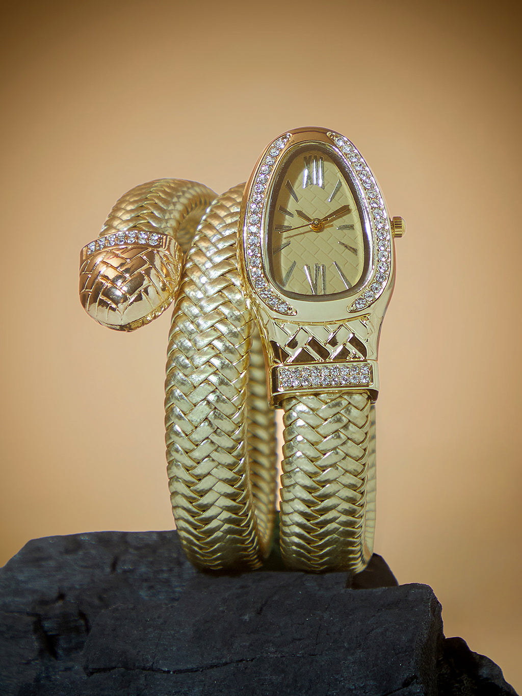 The Aurora Wrap Oval Watch -  Champagne Gold