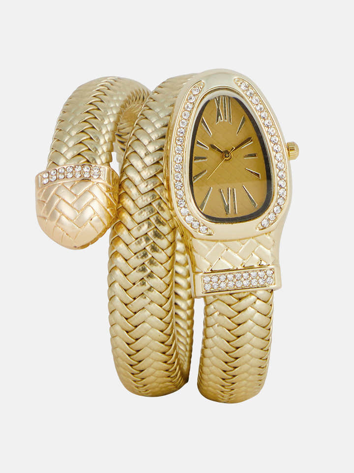 The Aurora Wrap Oval Watch -  Champagne Gold