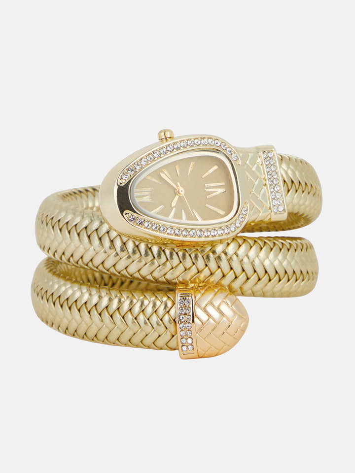 The Aurora Wrap Oval Watch -  Champagne Gold