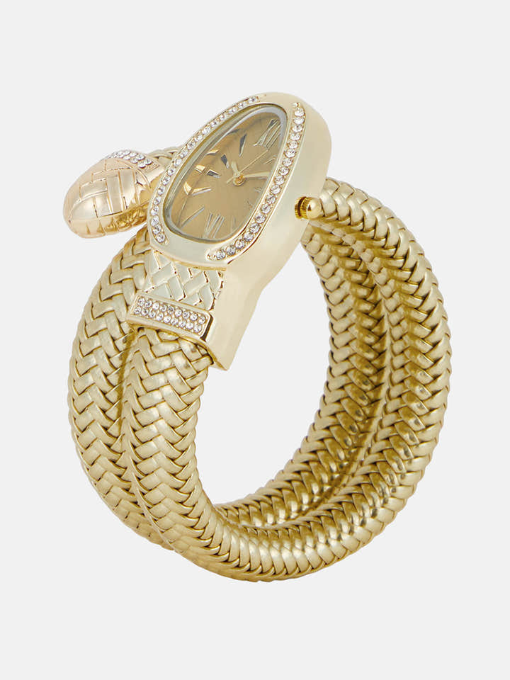 The Aurora Wrap Oval Watch -  Champagne Gold