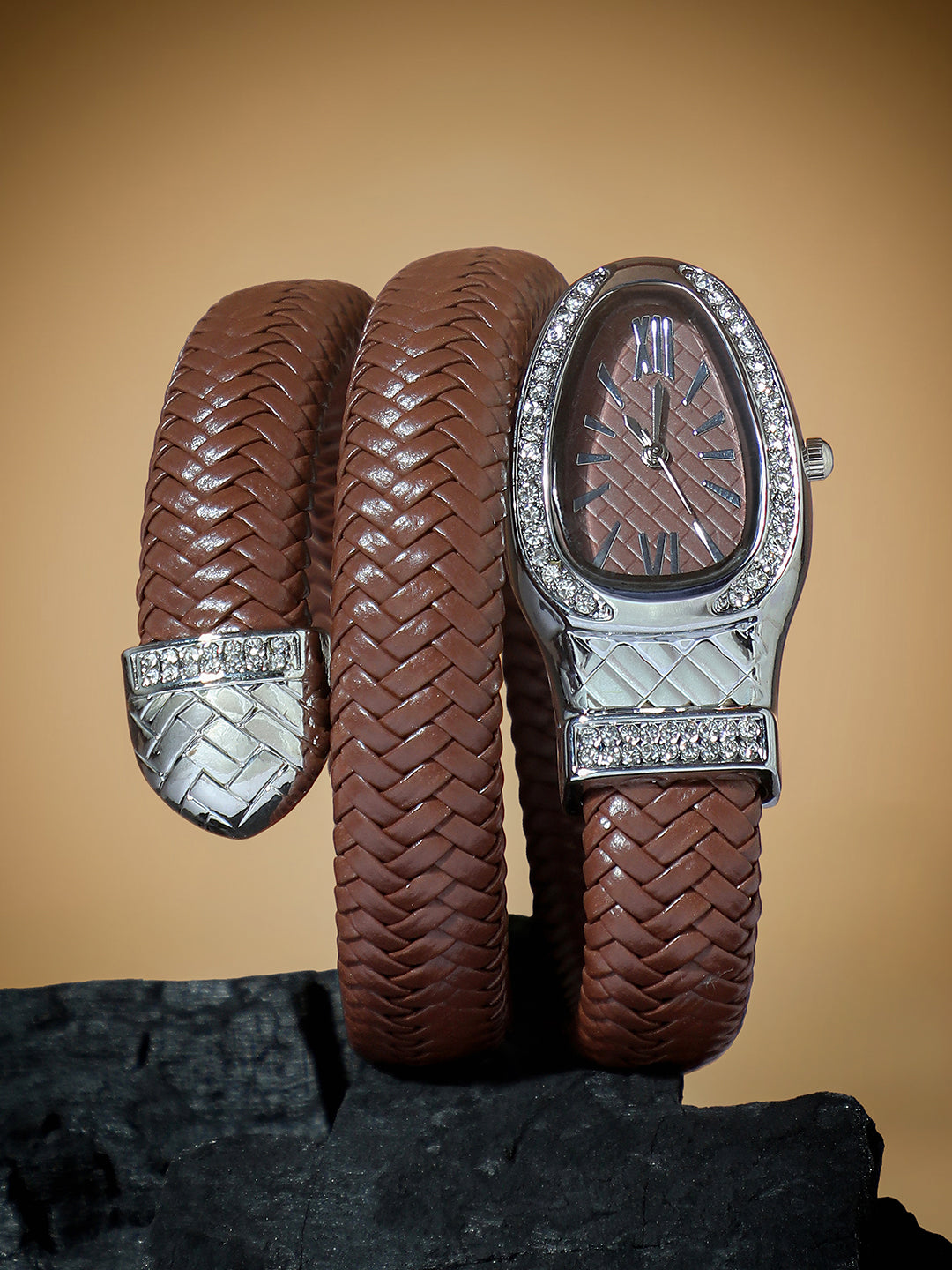 The Aurora Wrap Oval Watch -  Classic Brown