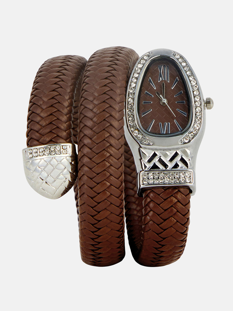 The Aurora Wrap Oval Watch -  Classic Brown
