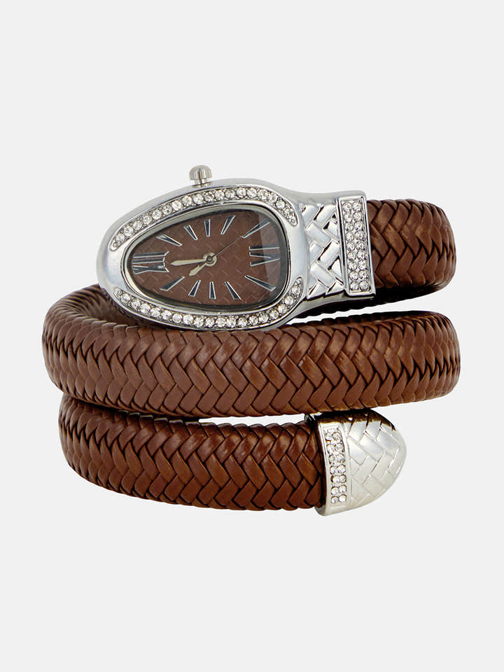 The Aurora Wrap Oval Watch -  Classic Brown