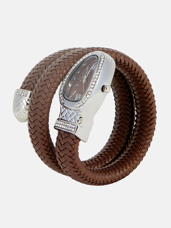The Aurora Wrap Oval Watch -  Classic Brown