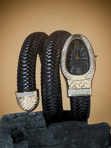 The Aurora Wrap Oval Watch -  Onyx Black