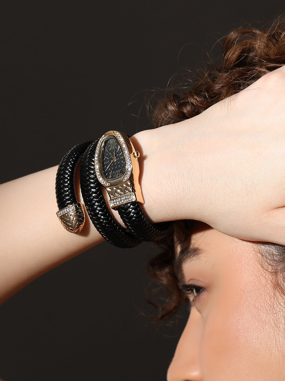 The Aurora Wrap Oval Watch -  Onyx Black