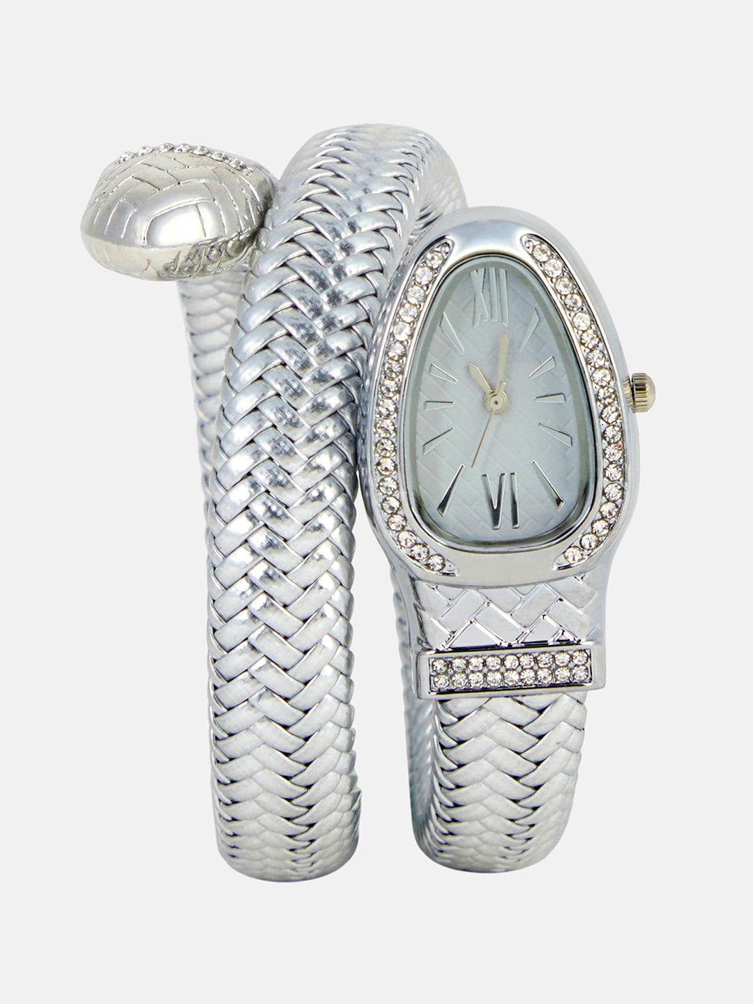 The Aurora Wrap Oval Watch -  Metallic Silver