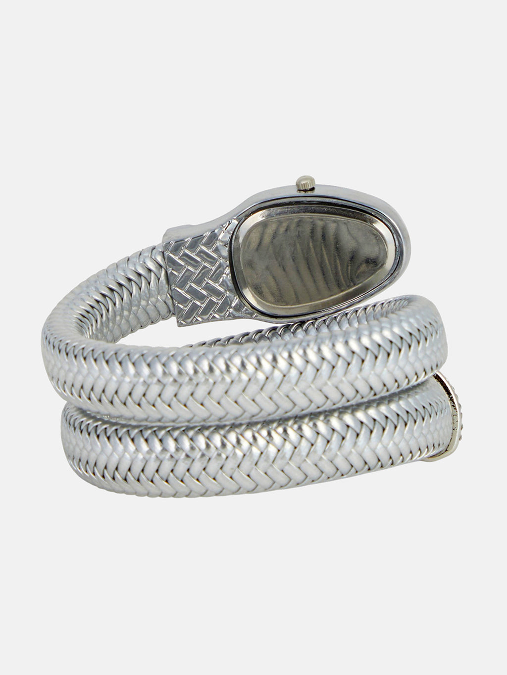 The Aurora Wrap Oval Watch -  Metallic Silver