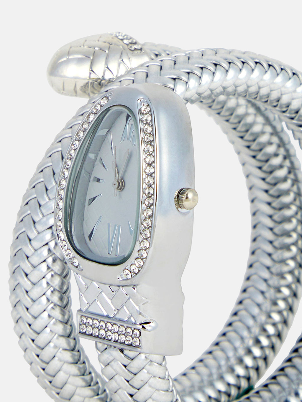 The Aurora Wrap Oval Watch -  Metallic Silver