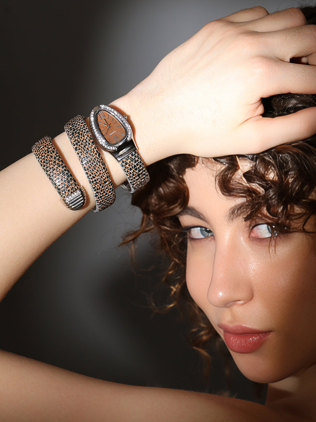The Aurora Wrap Oval Watch -  Leopard Brown