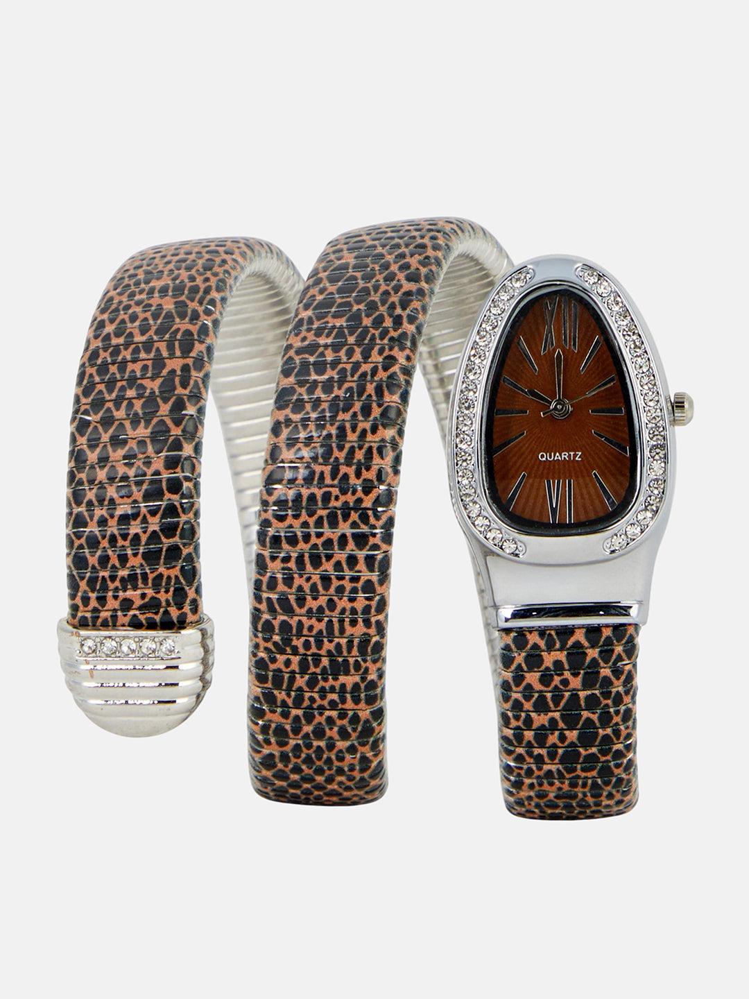 The Aurora Wrap Oval Watch -  Leopard Brown