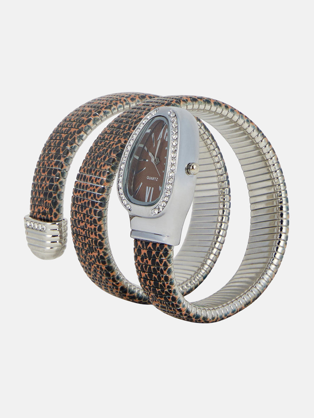 The Aurora Wrap Oval Watch -  Leopard Brown