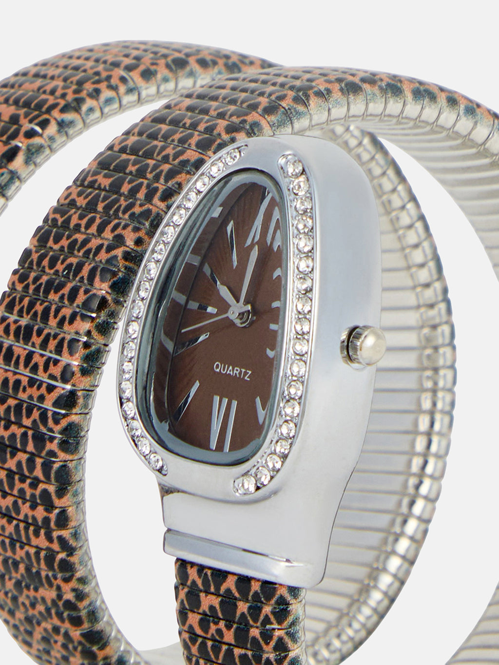 The Aurora Wrap Oval Watch -  Leopard Brown