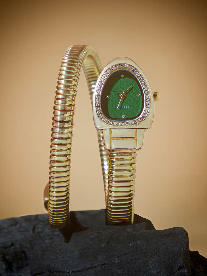 The Aurelia Gem Wrap Oval Watch -  Emerald Green