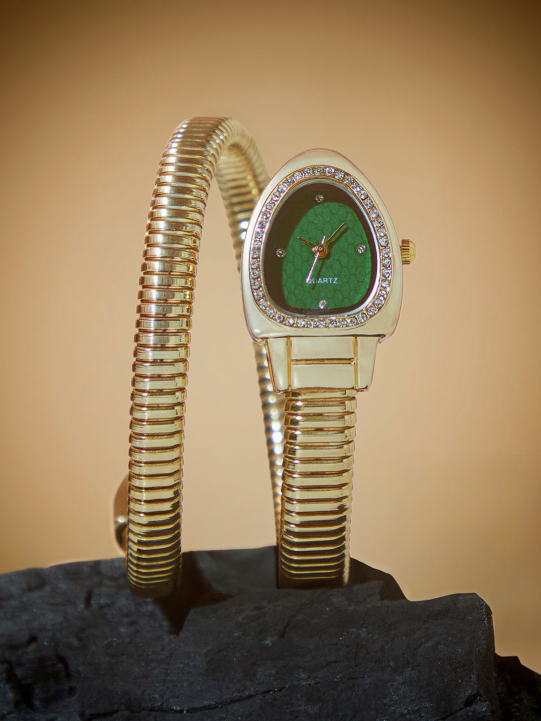 The Aurelia Gem Wrap Oval Watch -  Emerald Green