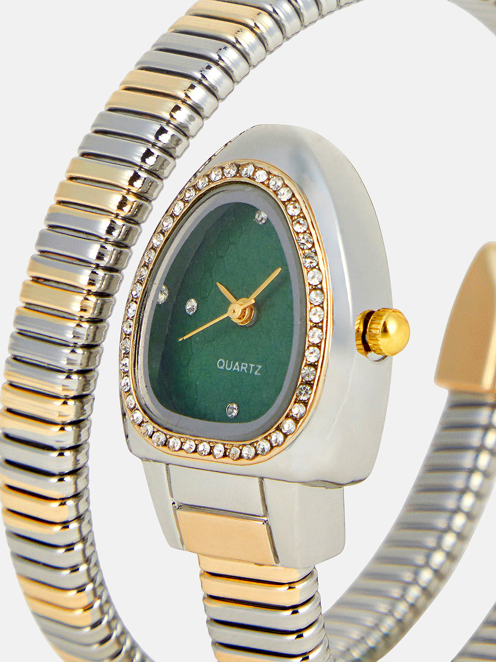 The Aurelia Gem Wrap Oval Watch -  Rose Gold & Emerald