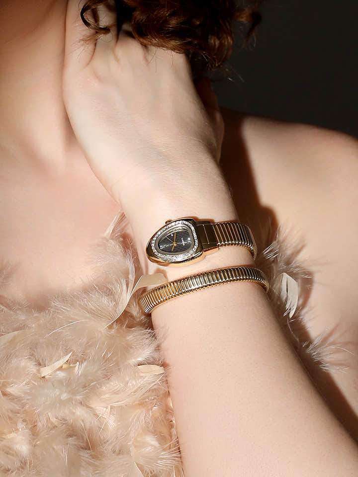 The Aurelia Gem Wrap Oval Watch -  Rose Gold