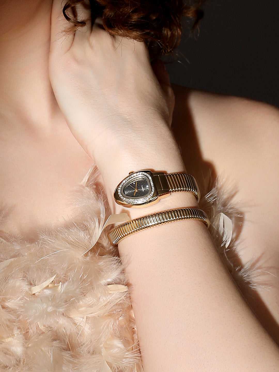 The Aurelia Gem Wrap Oval Watch -  Rose Gold