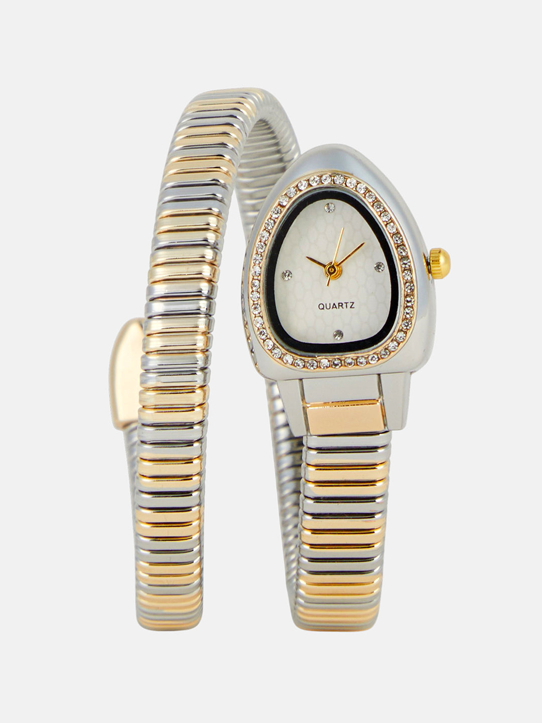 The Aurelia Gem Wrap Oval Watch -  Metallic Silver