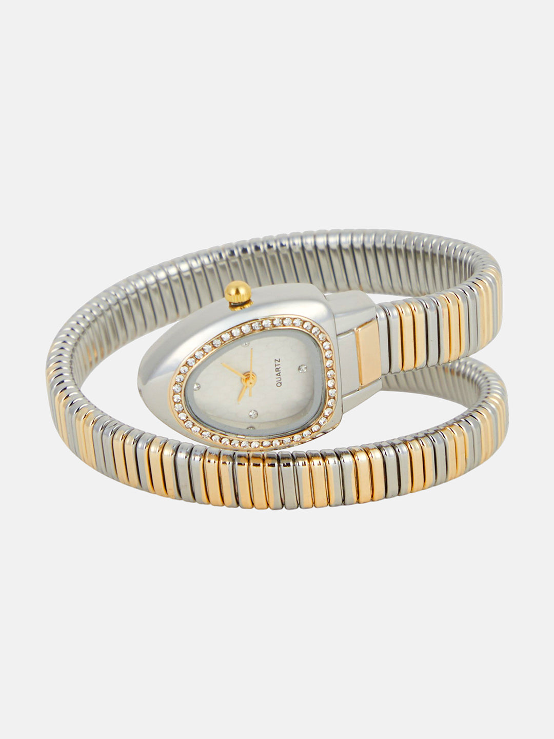 The Aurelia Gem Wrap Oval Watch -  Metallic Silver