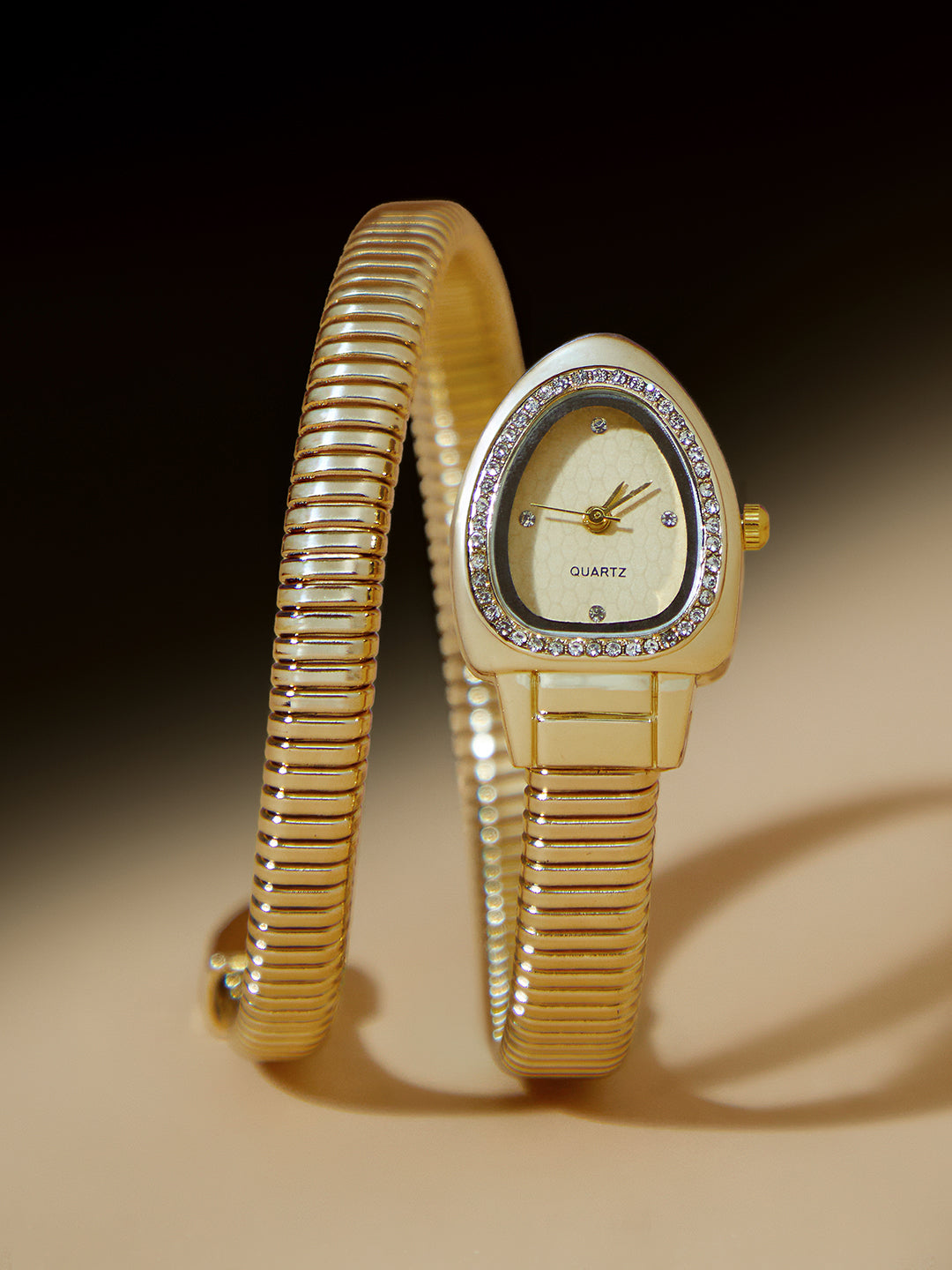 The Aurelia Gem Wrap Oval Watch -  Champagne Gold