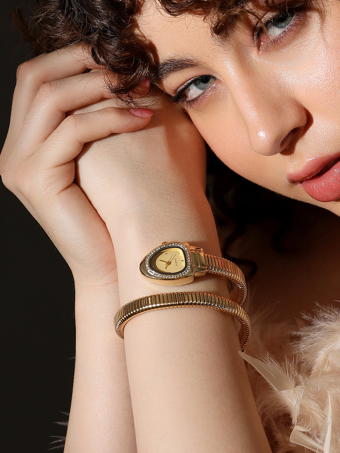 The Aurelia Gem Wrap Oval Watch -  Champagne Gold