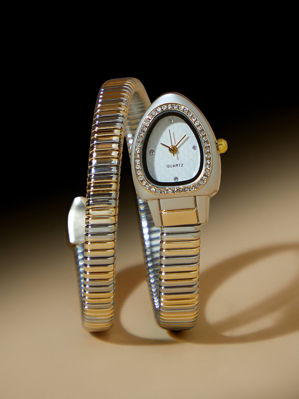 The Aurelia Gem Wrap Oval Watch -  Metallic Silver