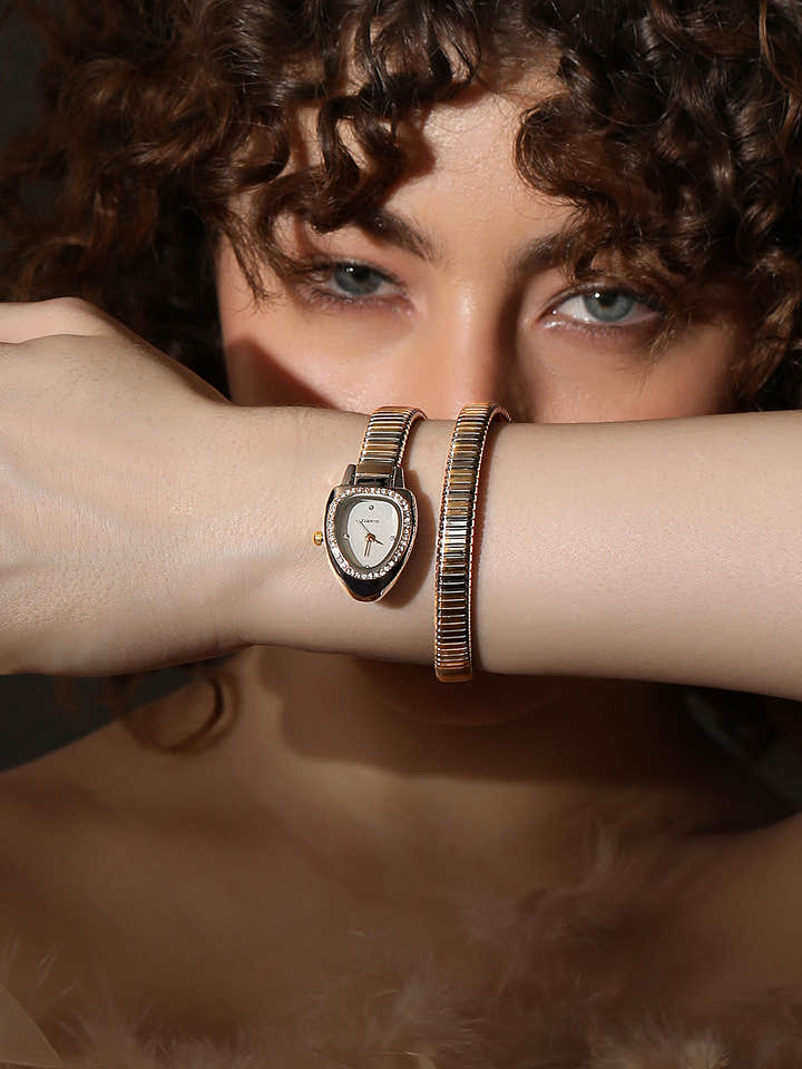 The Aurelia Gem Wrap Oval Watch -  Metallic Silver