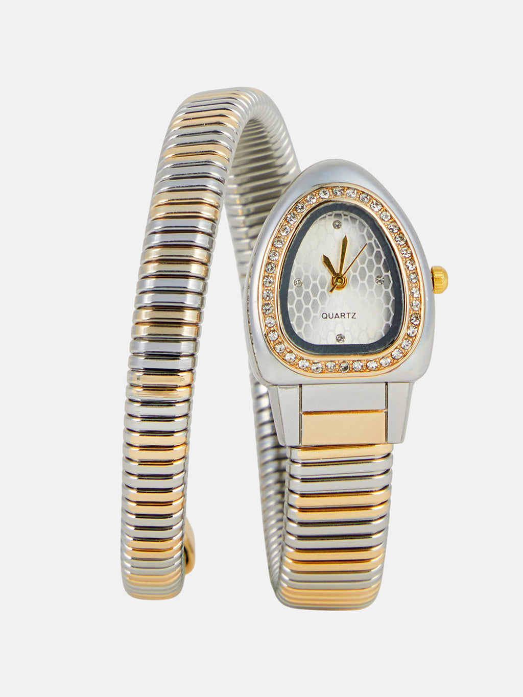 The Aurelia Gem Wrap Oval Watch -  Metallic Silver