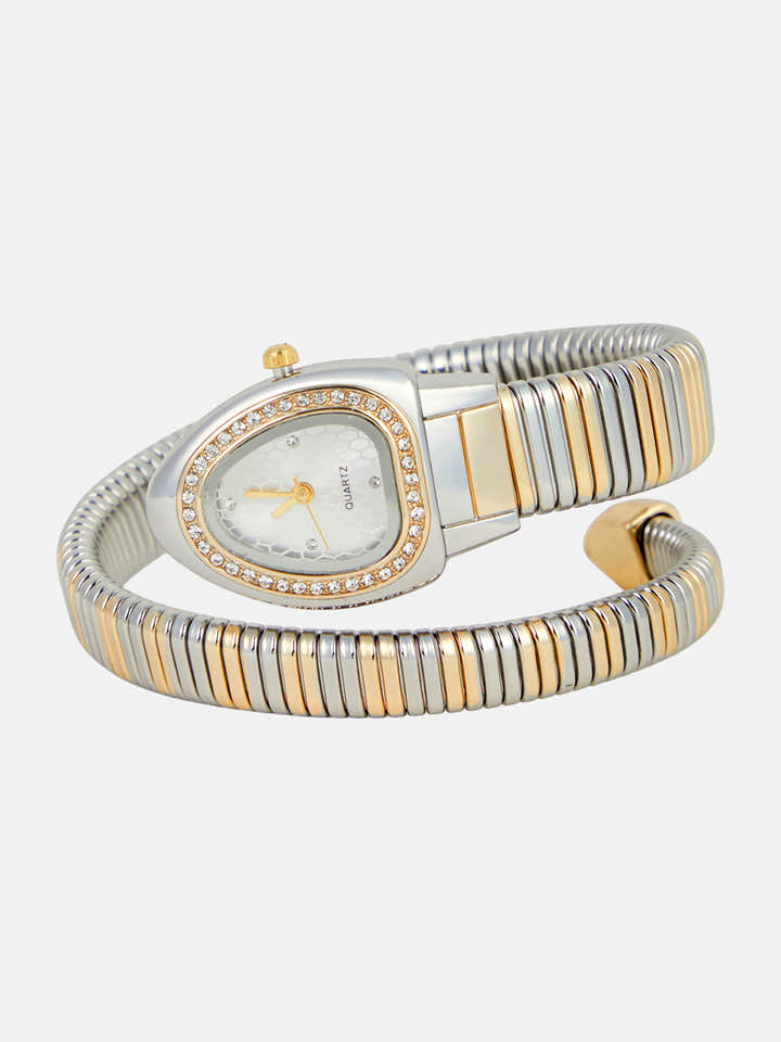 The Aurelia Gem Wrap Oval Watch -  Metallic Silver