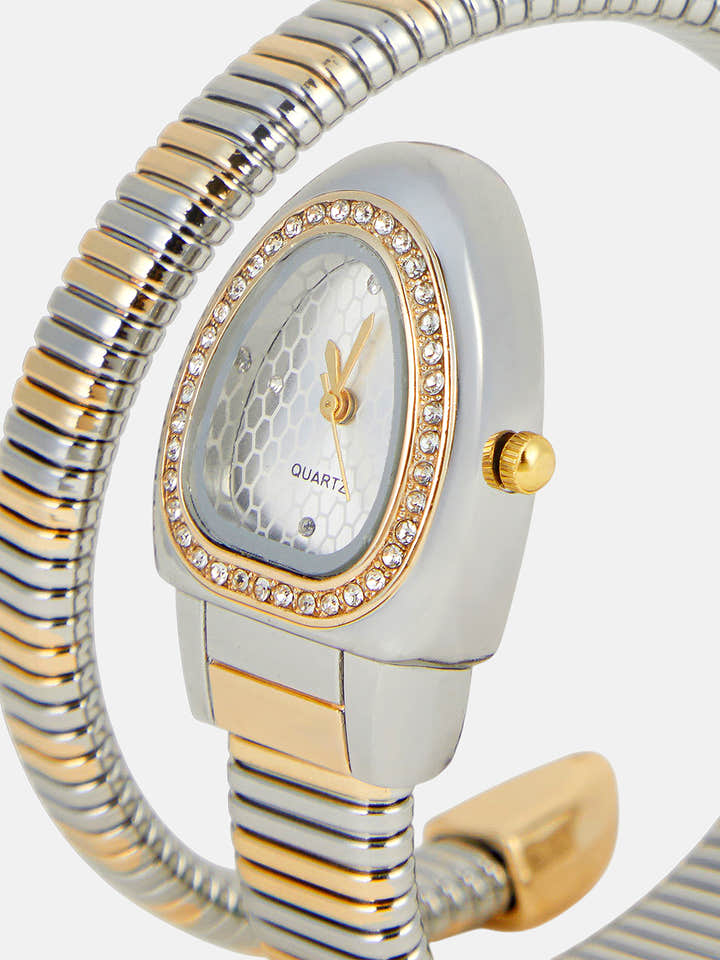 The Aurelia Gem Wrap Oval Watch -  Metallic Silver