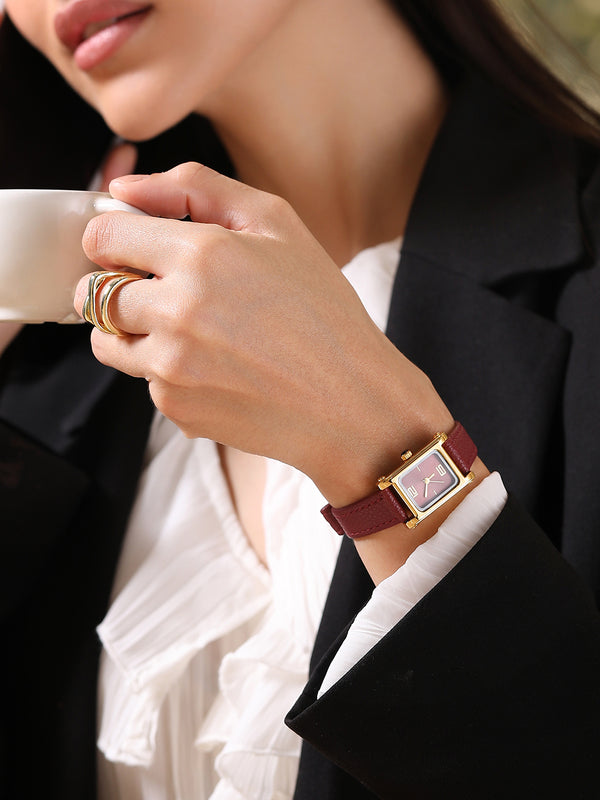 The Emerald Minimal Watch - Deep Red