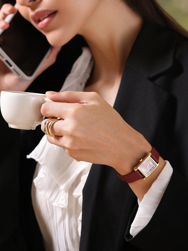 The Emerald Minimal Watch - Deep Red
