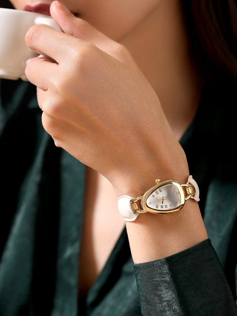 The Olive Designer Watch - Pearl White