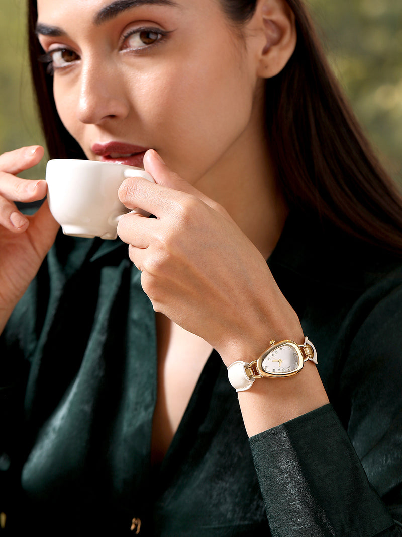 The Olive Designer Watch - Pearl White