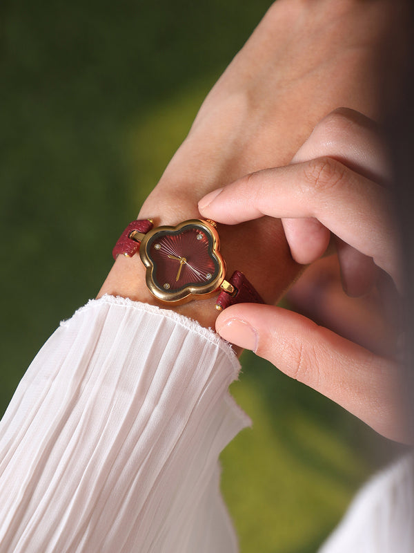 The Bloom Dial Watch - Ruby Red