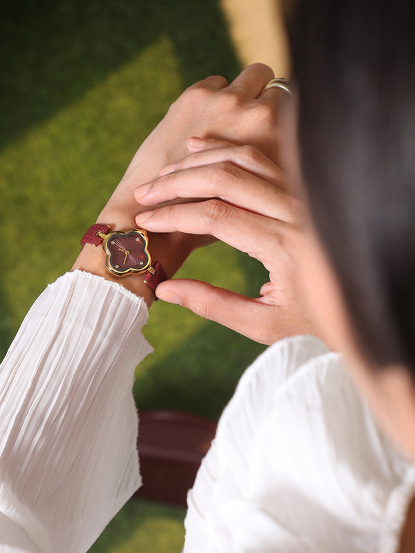 The Bloom Dial Watch - Ruby Red