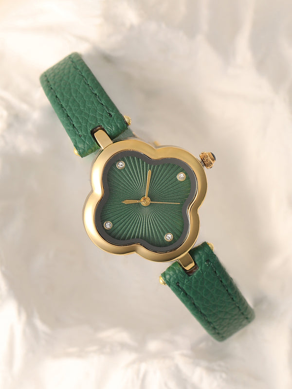 The Bloom Dial Watch - Emerald Green