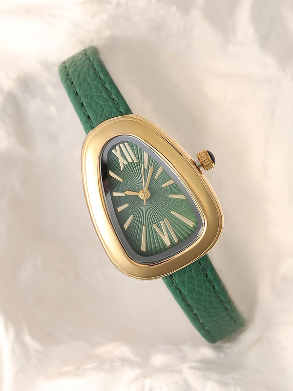 The Sunray Oval Watch - Olive Green