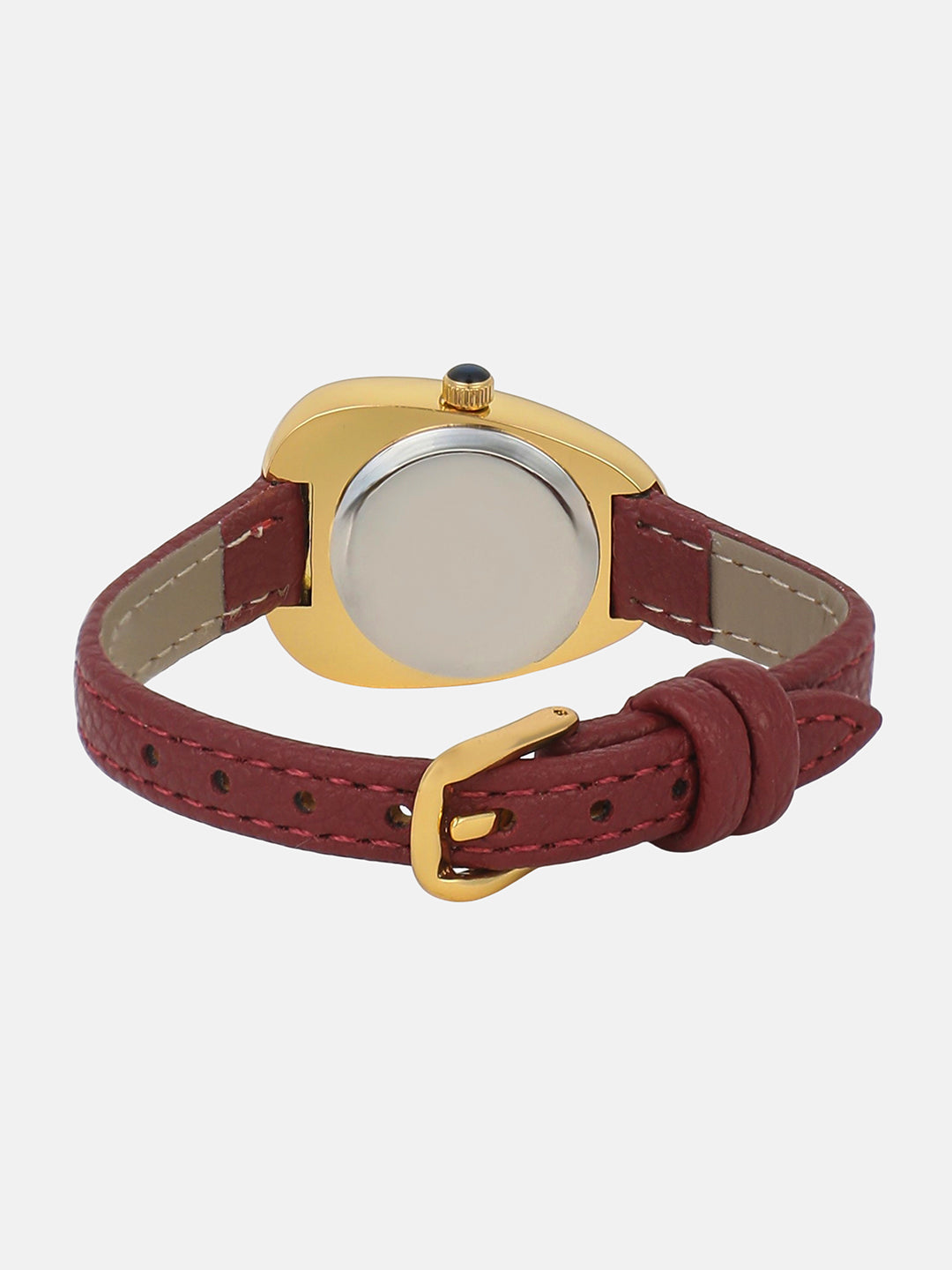 The Sunray Oval Watch - Burgundy Red
