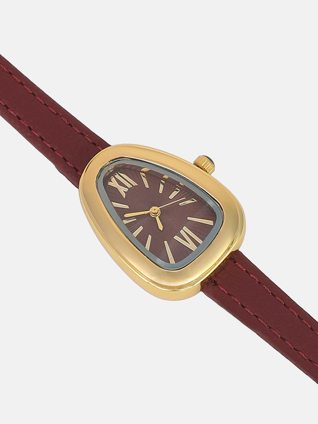 The Sunray Oval Watch - Burgundy Red