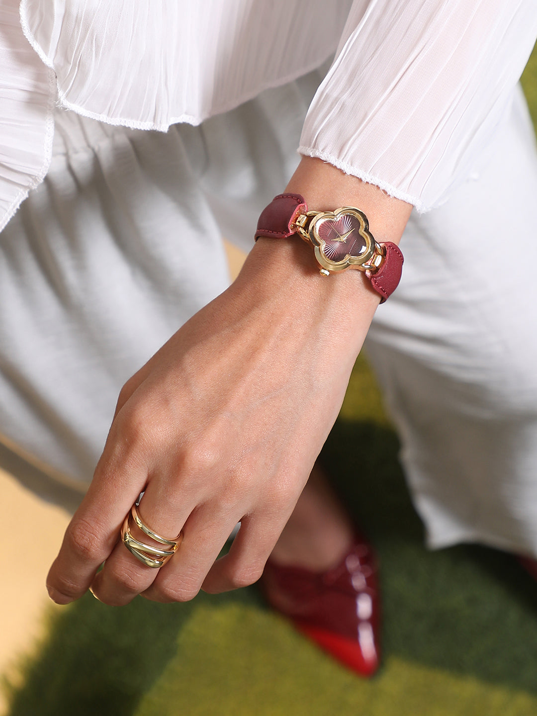 The Bloom Dial Watch - Crimson Red