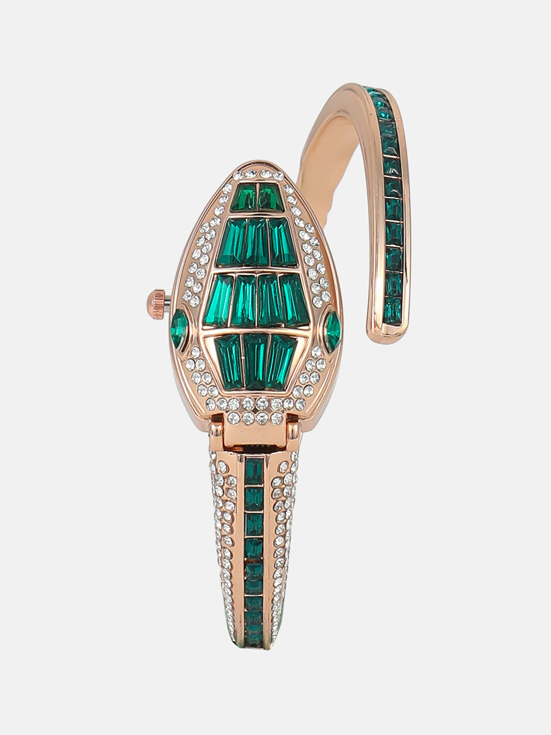 The Luxe Crystal Watch - Emerald Rose