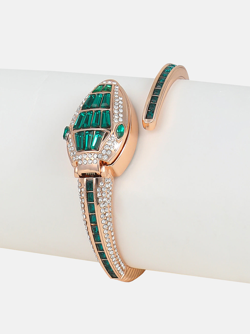 The Luxe Crystal Watch - Emerald Rose